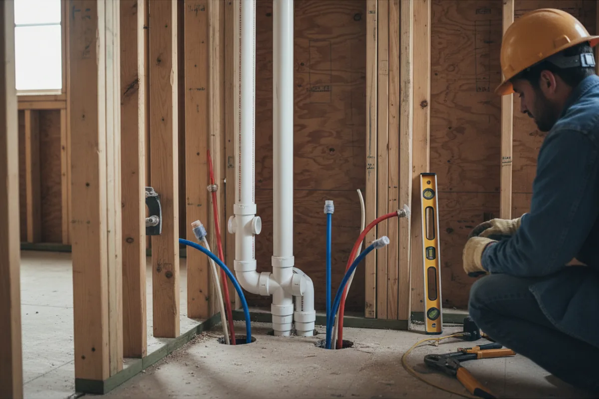 Drain and supply rough-in during Drain Cleaning in Plantsville