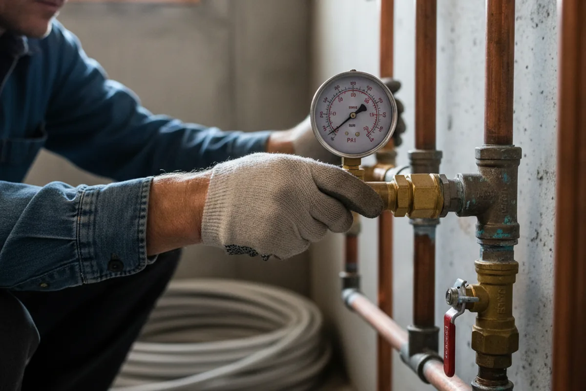Pressure testing a repaired line during Water Line Repair in Plantsville